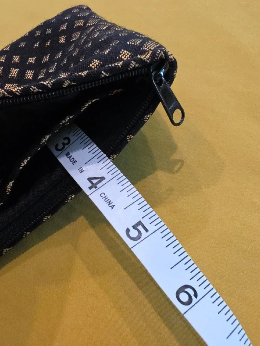 NWOT - 1154 Lill Studio Custom Unique Fabric Pouch Clutch Black Gold Geometric